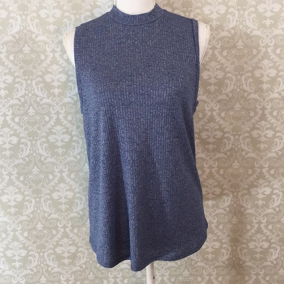 Bo Bel Tops - {Bo Bel Blue} NWOT Mock Neck Back Tie Tank